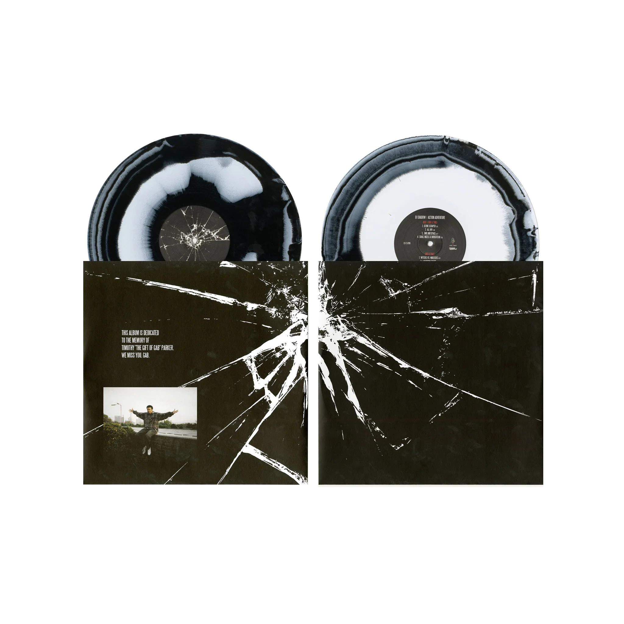 DJ Shadow “Action Adventure” SHATTERED VARIANT B&W Color Vinyl 2LP - Image 3