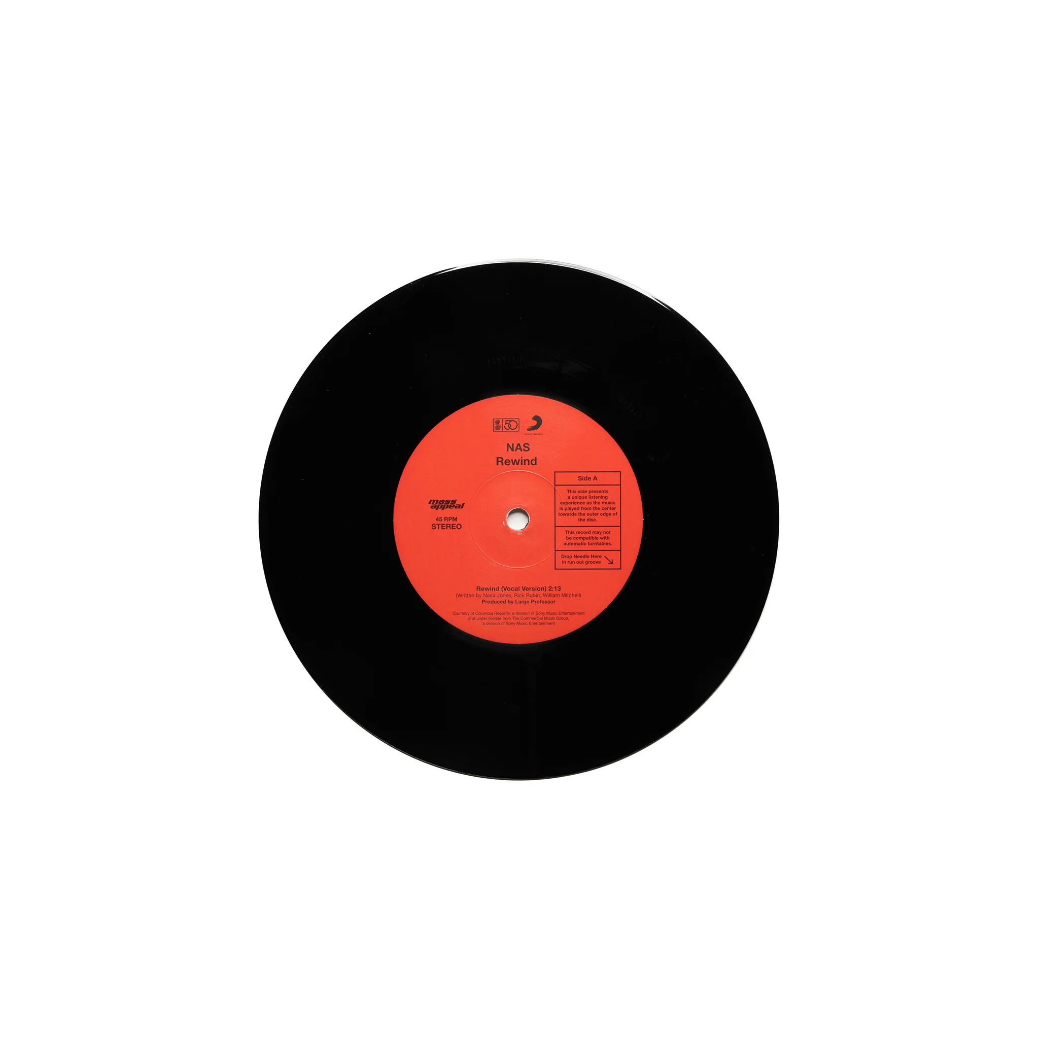 Nas "Rewind" 45 RPM 7" BLACK Vinyl Single - Image 3