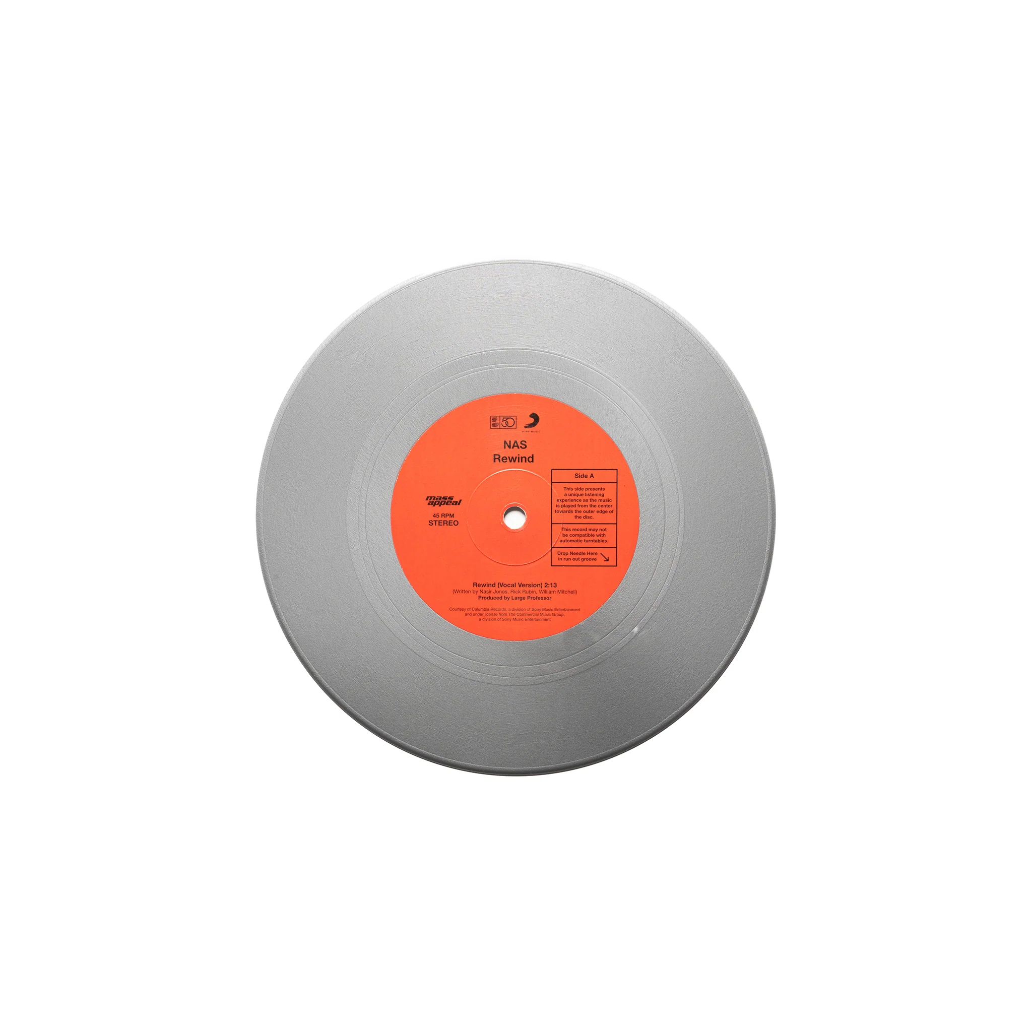 Nas "Rewind" 45 RPM 7" SILVER Color Vinyl Single - Image 3